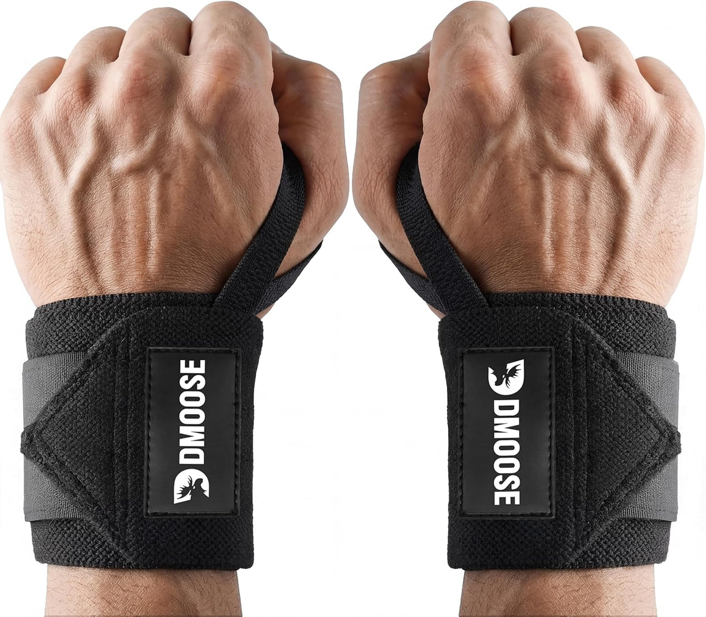Wrist Wraps for Weightlifting 18" - Heavy Duty Gym Wrap with Hand Thumb Loop for Support & Pain Relief, USPA Approved Powerlifting, Weight Lifting Wrist Straps for Men & Women Work Out