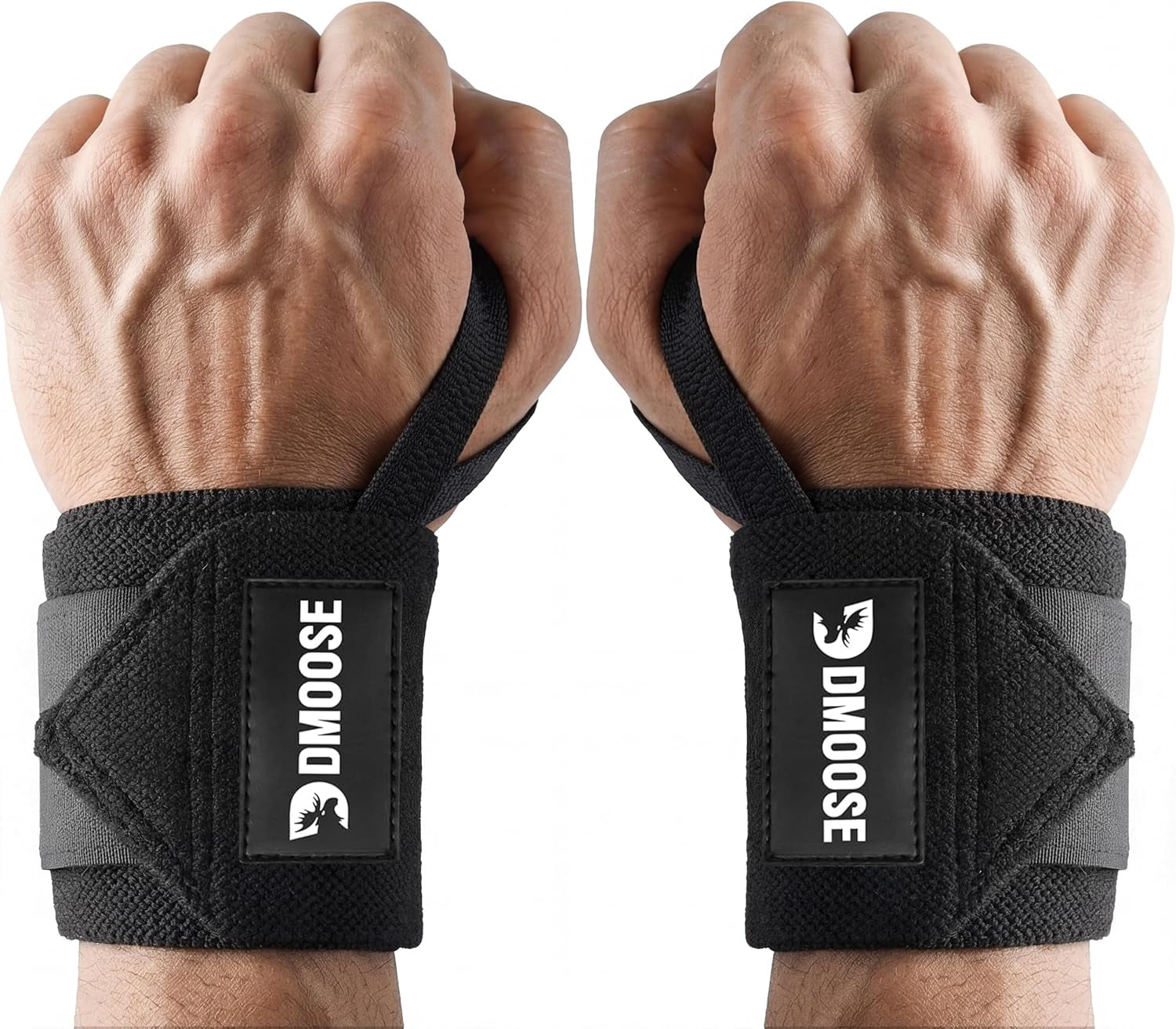 Wrist Wraps for Weightlifting 18" - Heavy Duty Gym Wrap with Hand Thumb Loop for Support & Pain Relief, USPA Approved Powerlifting, Weight Lifting Wrist Straps for Men & Women Work Out